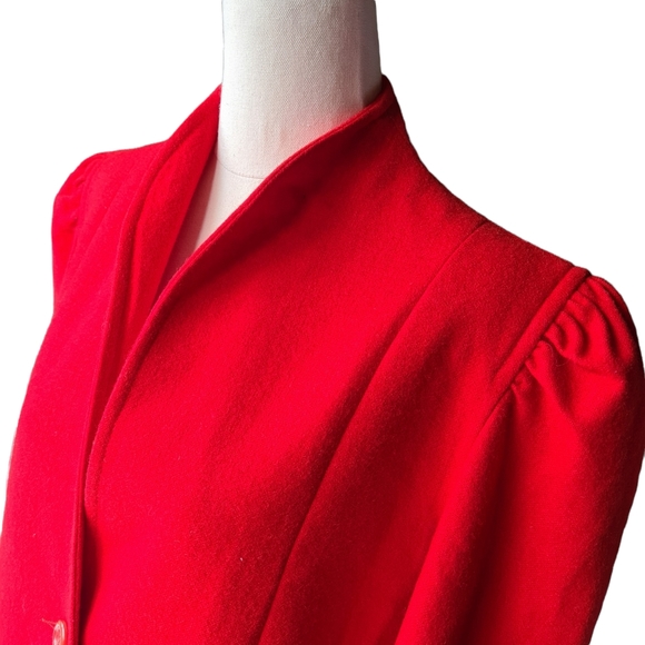 VINTAGE 80s Wool Blend 12 Red Elegant Coat Jacket - Picture 3 of 16